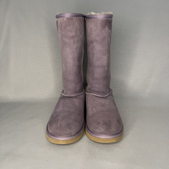 Womens UGG Boots Classic Tall Purple Sheepskin Suede Wool Boho Malibu Sz 6 Fits7 - Picture 12 of 16